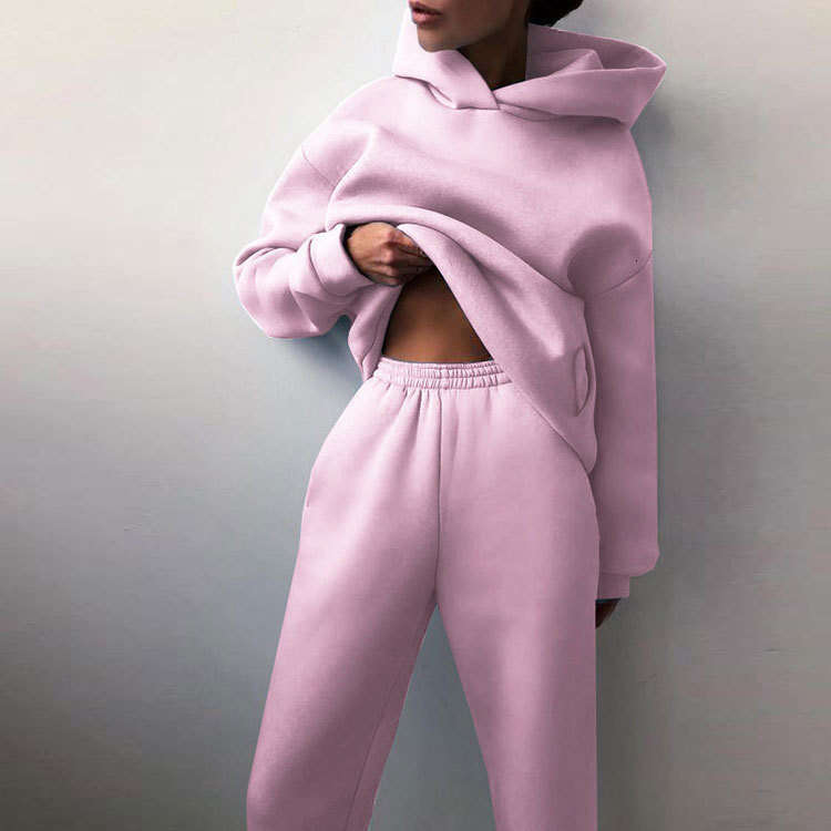 2026 Spring New Collection: Cross-Border European and American Foreign Trade Women's Clothing, Fashionable Casual Sporty Solid Color Hooded Sweat