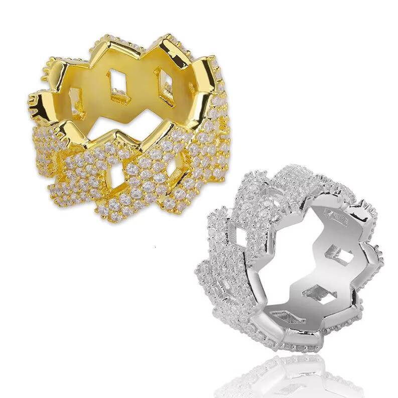 Men's Diamond Hip Hop Ring 10K Gold Full VVS Moissanite Hip Hop Ring Men's Style