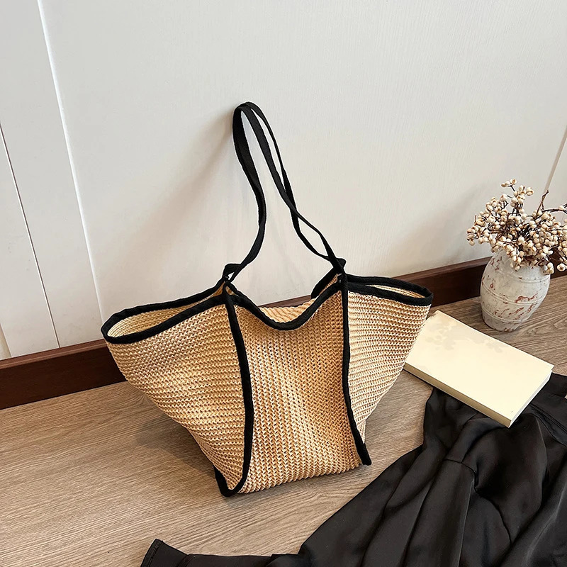Womens Fashion Versatile Large-capacity Braid Shoulder Bags er Straw Woven Summer Beach Bags Ladies Leisure Tote Bag260316