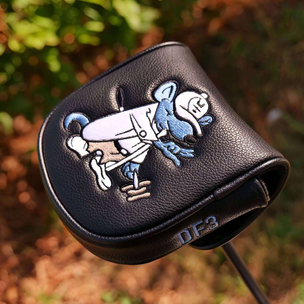 High-Value Golf Putter Cover, Cute Cartoon Embroidery Pattern, Easy-to-Clean PU Material, Magnetic Closure. 26Y0330