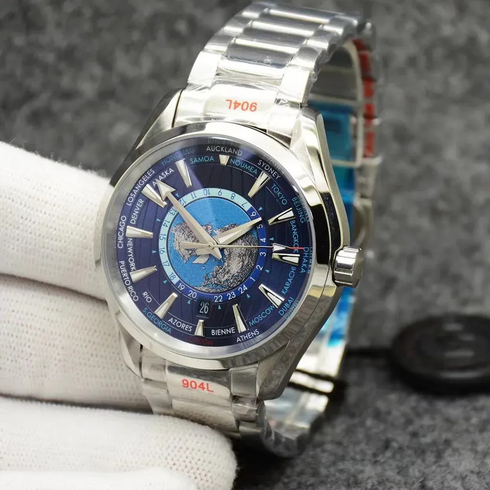 terra Style Black Dial Watch Automatic Mechanical Stainless Steel Glass Back Sports Sea Mens Watches