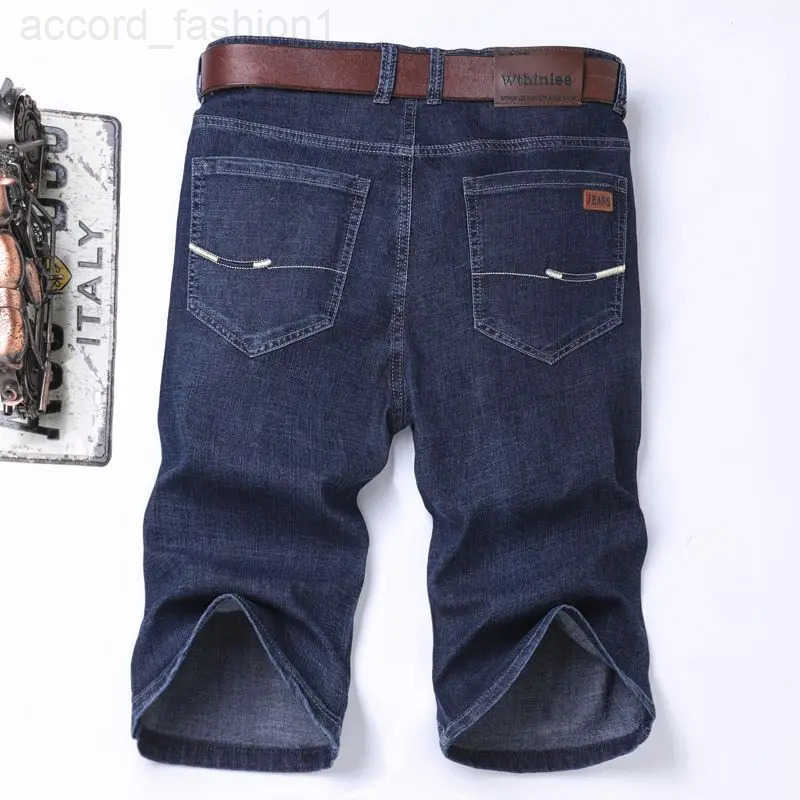2025 New Denim Shorts for Mens Spring and Summer Trendy Brand Thin Elastic Loose Straight Casual Five Point Middle Pants H260330