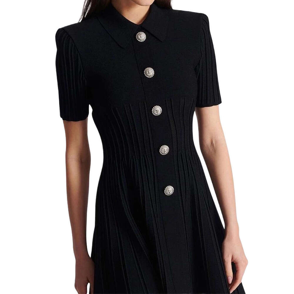 Designer Women's High Quality Dress Summer d24 New Fashion Knitted Collar Slimming A-line Skirt
