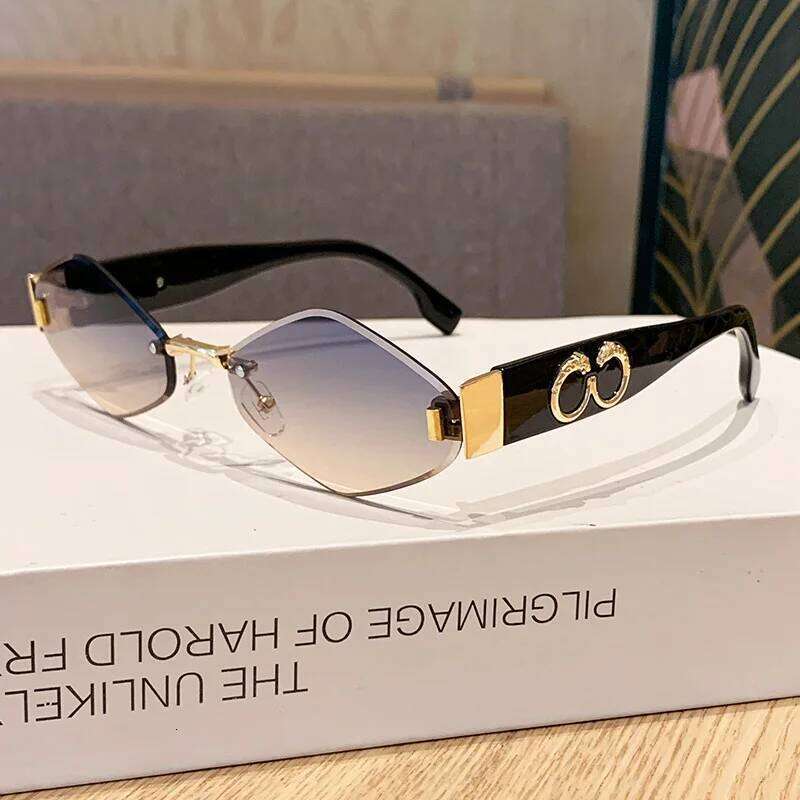 Fashion Hexagon Sunglasses Women Luxury Designer Rimless Polygon Sun Glasses Men Vintage Small Frame Eyewear Shades 26Y0330