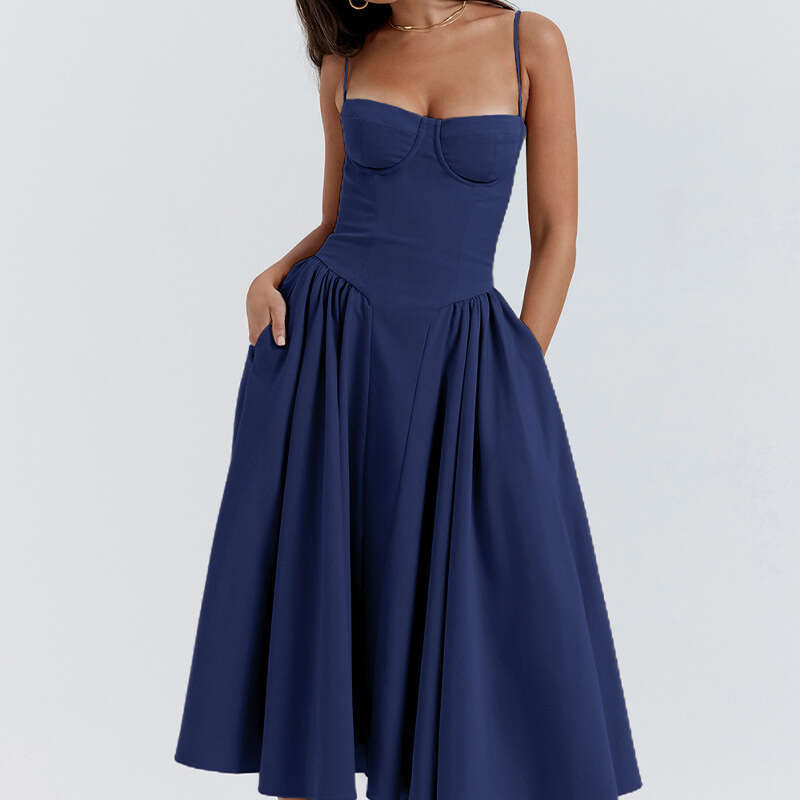 2026 European and American Women's S18 Designer Solid Color Spring/Summer New Style Strapless Waist Fashion Sexy Long Dress