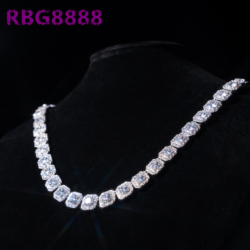 Custom Fashion Rock Candy Necklace Iced Out VVS Moissanite Chain Exquisite 925 Silver Diamond Necklace Tennis Chain Gift