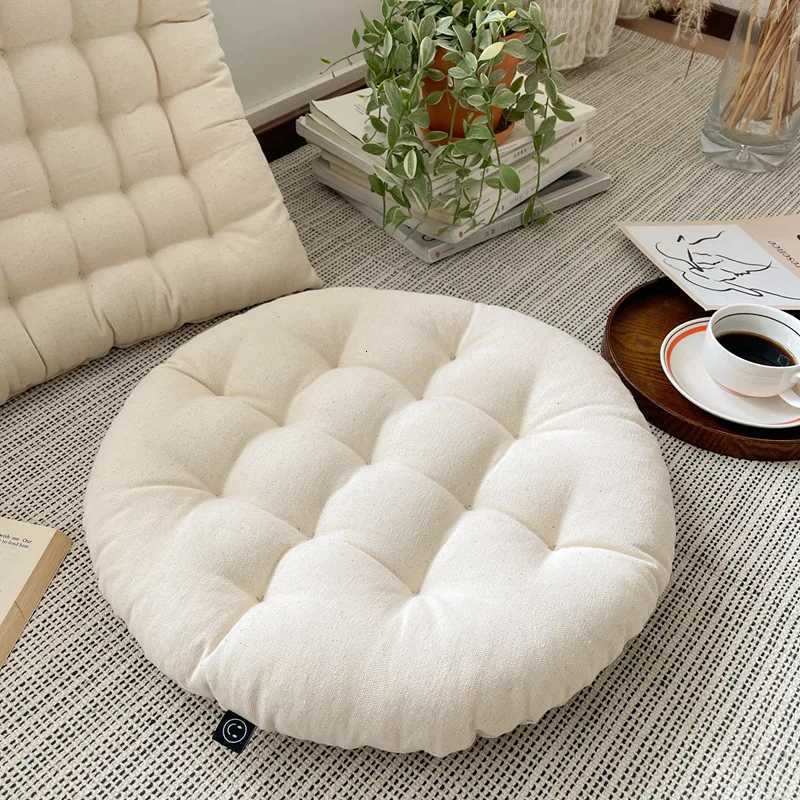 Japanese Simple Plain Square Cushion Living Room Sofa Tatami Futon Mat Round Floor Cushion Dining Chair Strap Chair Cushion H260330 - view 4