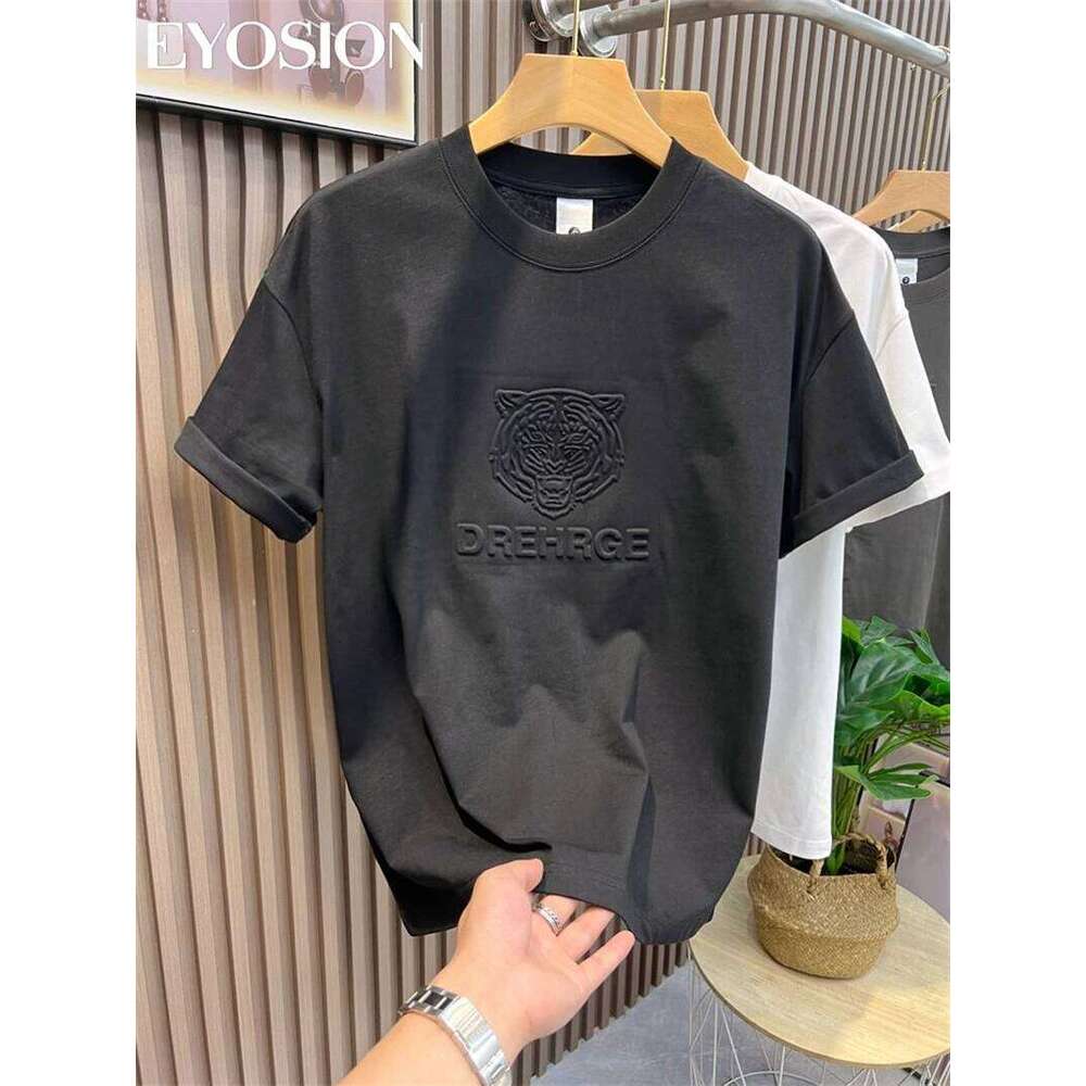 T Shirt Mens Designer Men Summer New Men's T-Shirt Short Sleeved O-Neck 3D Letter Tiger Printed Washed Old Retro Pure Cotton Loose Couples Casual