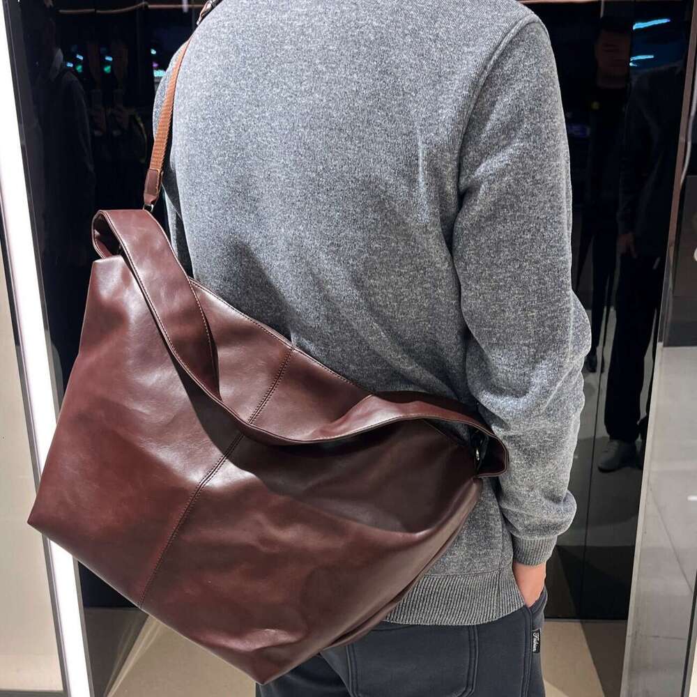 European Style Casual Men S Crossbody Large Capacity Soft Leather Tote Commuter Shoulder Bag Youth Motorcycle Riding Bag High Quality Luxury Bag