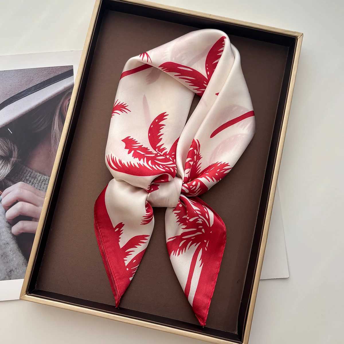 2026 Women Square Scarf Silk Imitation Print Neckerchief Bandana Foulard Female Shawl Scarves Wrap Head Hair Band Ties Z260330