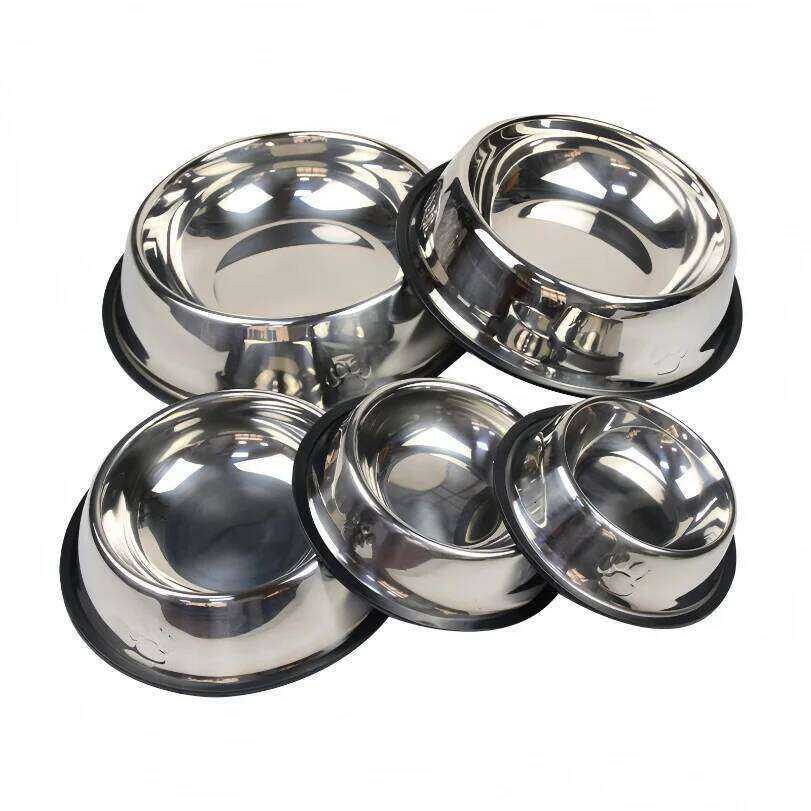 Stainless Steel Pet Feeding Cat and Dog Drinking Metal Feeder Bowl Durable Easy To Clean 6 Sizes 26W0330