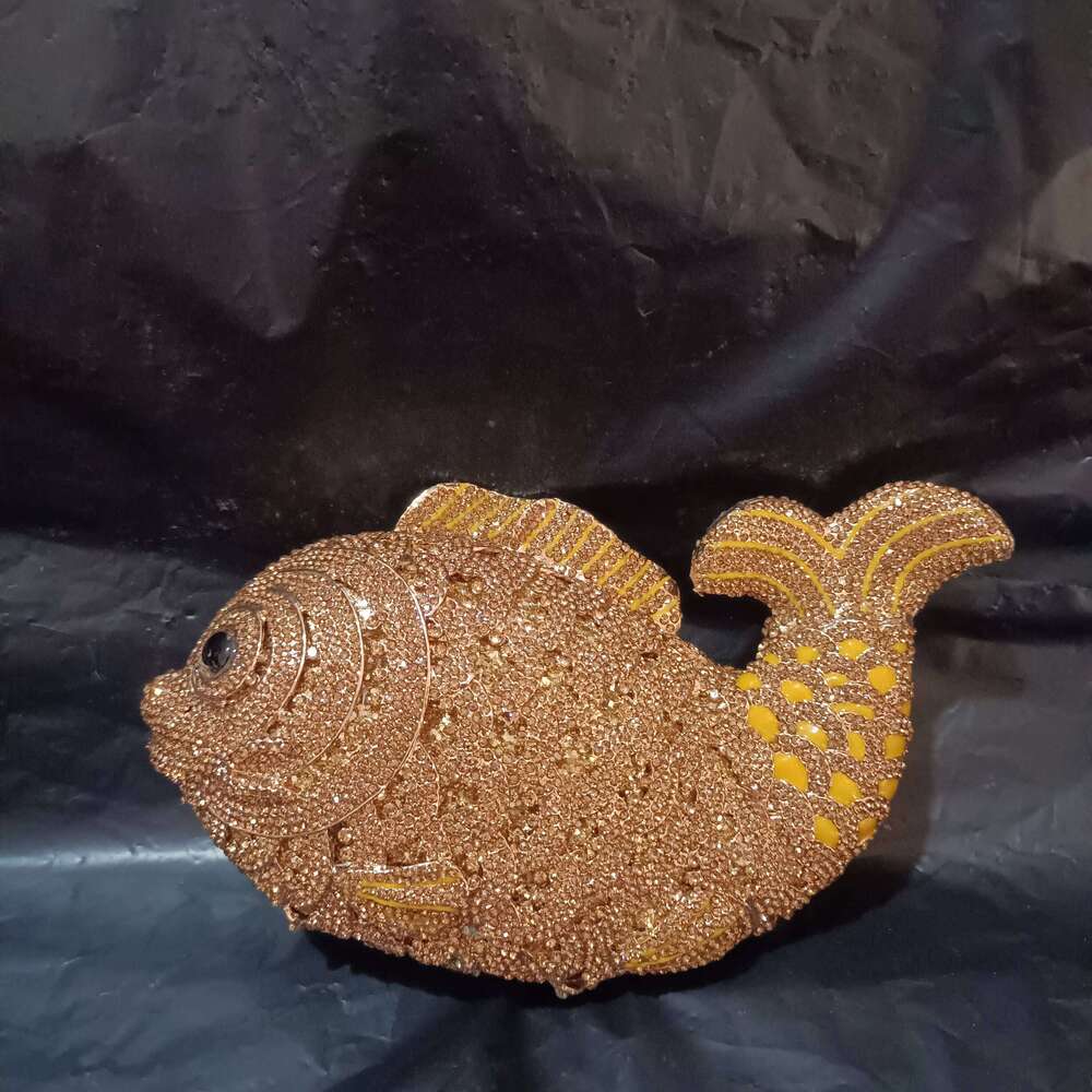 Chinese Embroidery Women Fish Rhinestones Clutch Purse Gold Stones Evening Minaudiere Bags Wedding Bridal Handbags Party Dinner Purses Clutches Bag Cl
