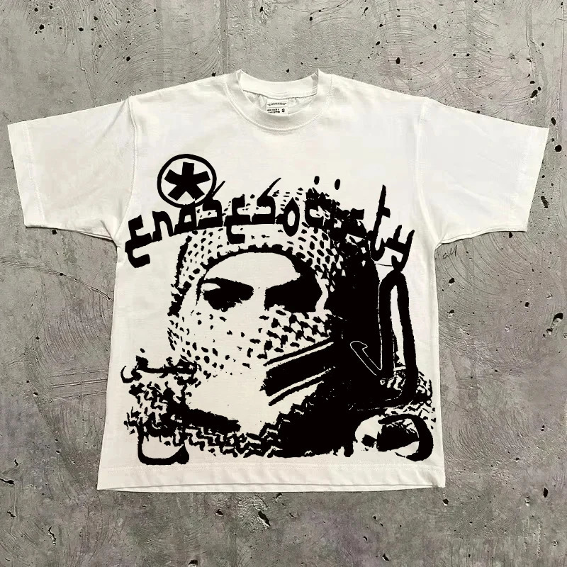 Graphic T-shirt Men Women Vintage Top Hip Hop Streetwear Oversized Tshirt Short Sleeve Casual Clothing Summer Fashion Trendy Tee 260327