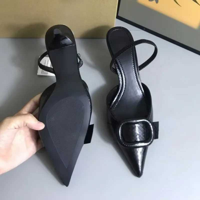 Black Leather Sexy Womens Pumps Elegant Pointed Toe Office Work Ladies High Heeled Shoes 2026 Spring Dress Slingbacks Footwear Z260330