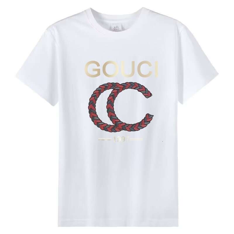 luxury New European Goods Light Luxury Boutique American Style Printed Trendy Brand Round Neck Versatile Fashion T-Shirt Short Sleeve Men's Trend