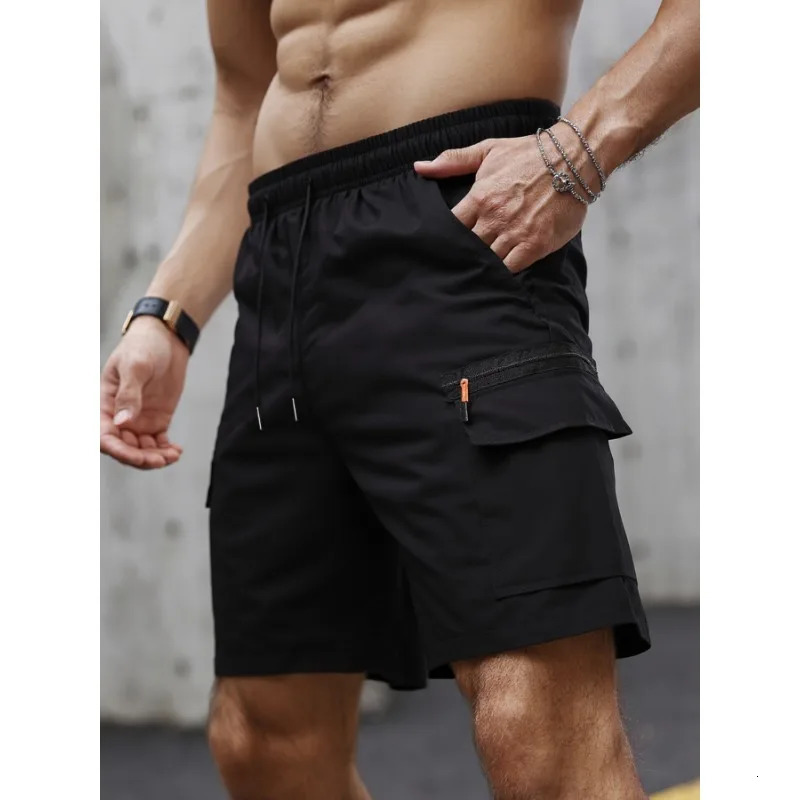 Mens Casual Cargo Shorts Big Pockets Loose Fit Elastic Waist Lightweight Breathable Outdoor Sports Gym Work Shorts for Men 260327