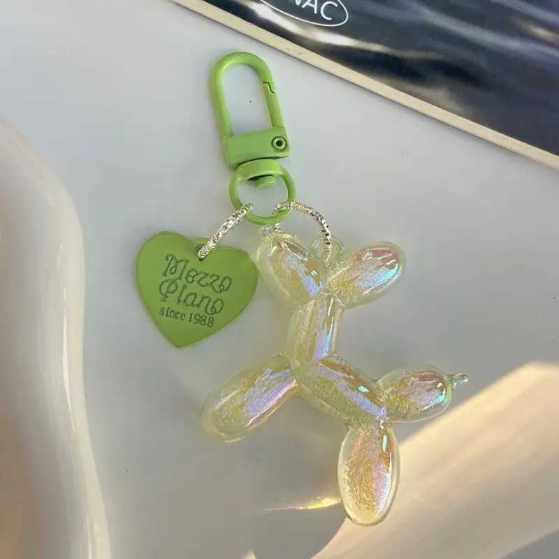 DIY Candy Color Sweet Resin Balloon Dog Keychain for Women Girls Animal Shaped Phone Chain Key Buckle Accessories Bag Pendant Z260330