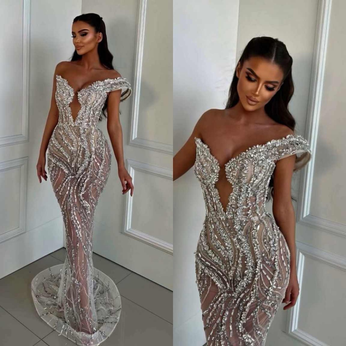 Graceful Evening Dresses Mermaid One Shoulder Crystals Sleeveless Backless Prom Gowns Party Dresses Custom Made Vestidos de noche