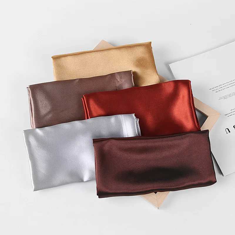 HUISHI Satin Scarf Solid Neckerchief Hijab Scarf For Wen Silk Satin band Hair Scarves 90cm Square Shawls For Lady X260328