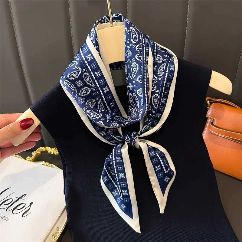 Women Silk Feeling Scarf Fashion Print Neckerchief Lady Hairbands Long Bag Handle Decoration Ties Foulard Head Band Z260330
