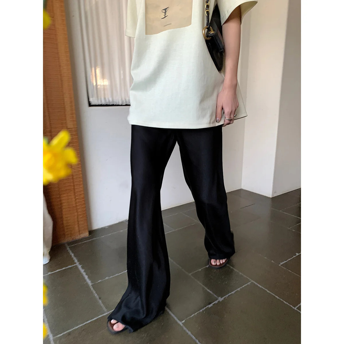 Satin Wide Leg Pants Long Floor Casual Pants Womens Summer 260325