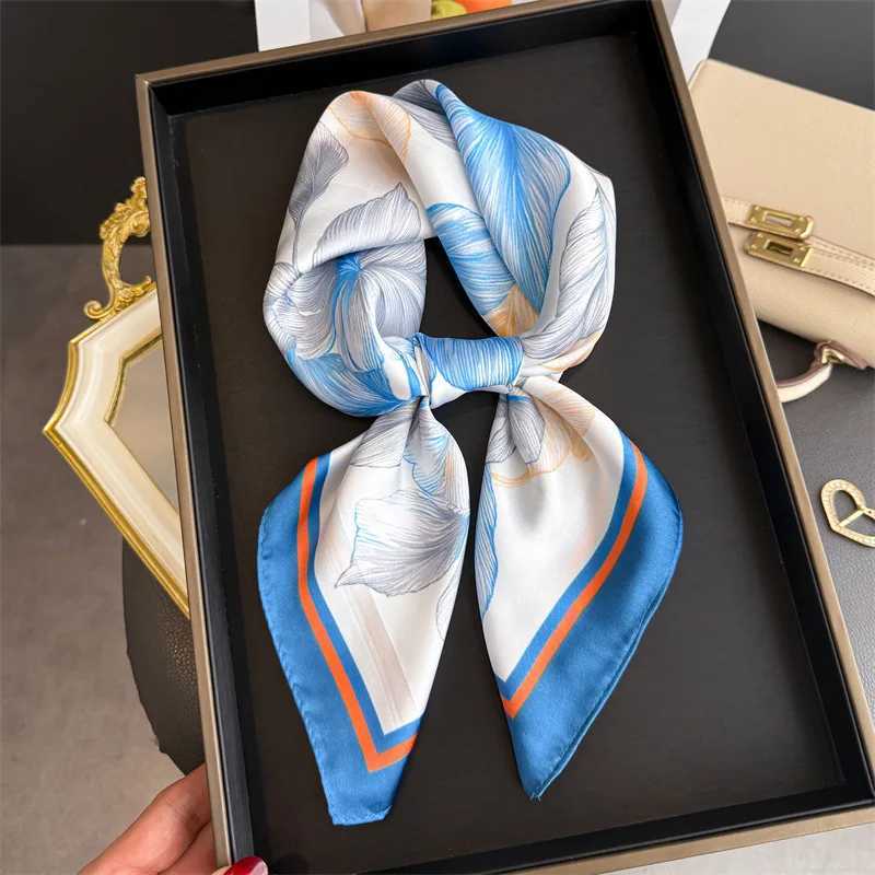 Design Floral Print Silk Square Scarf Women Soft Satin Kerchief Hairband Neckerchief Head Hijab Lady Headband Foulard Bag Ribbon Z260330