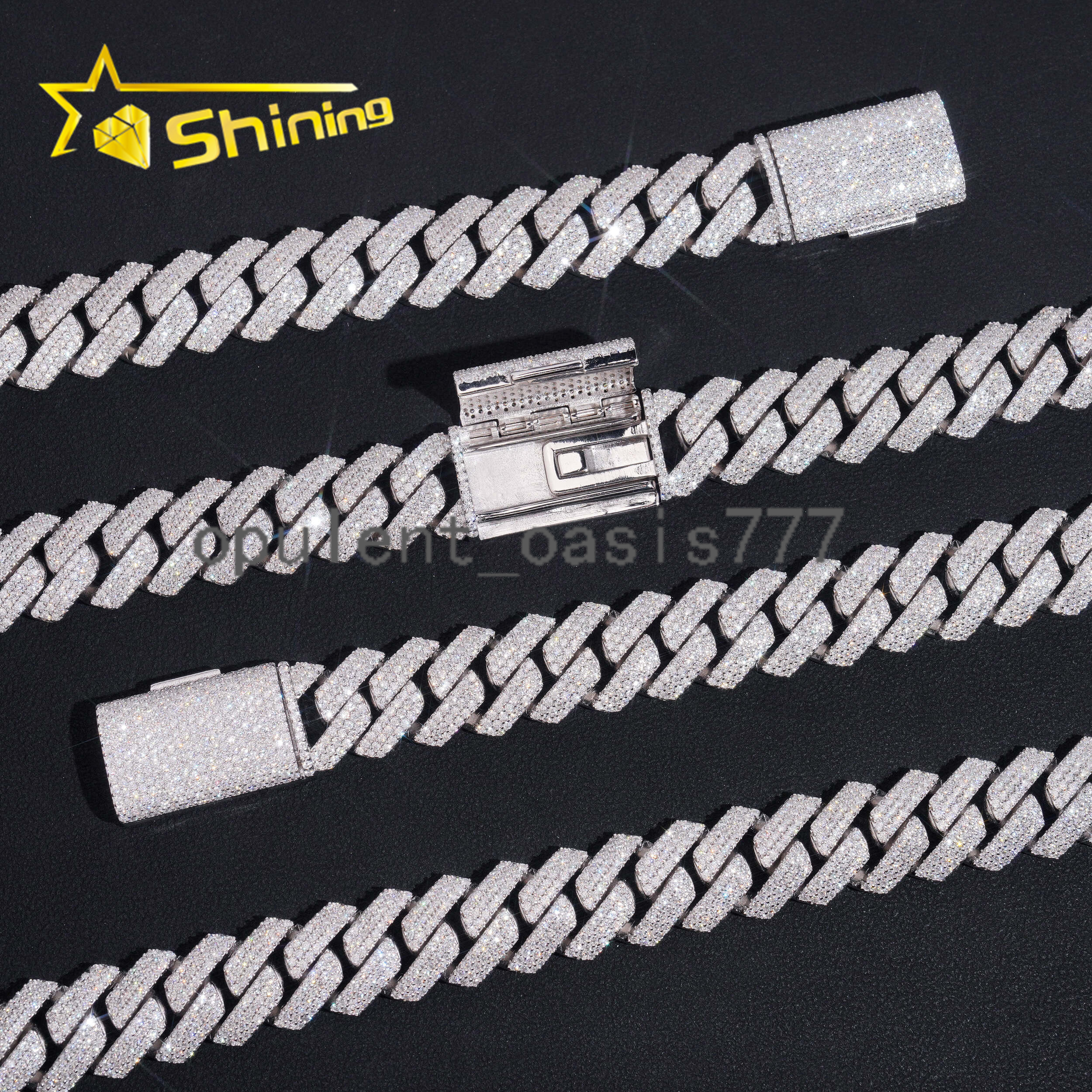 USA Warehouse New Stocks Ready to Ship 15mm 925 Solid Silver Hip Hop Jewelry Iced Out VVS Diamond Cuban Link Chain Moissanite