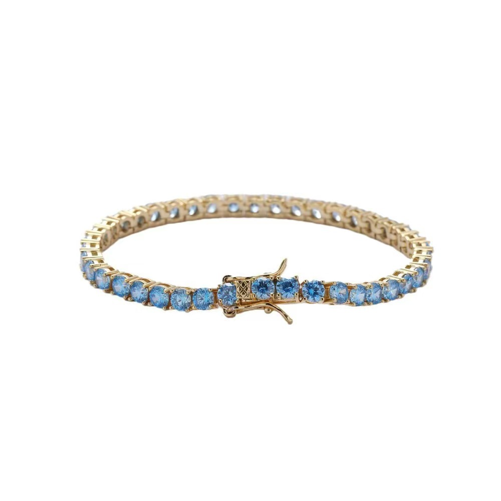Moissanite Tennis Chain Fashion Jewelry Men Bracelet Zircon 4mm Sier Gold Plated Fine Jewelry Bracelet Tennis for Men Women Gift