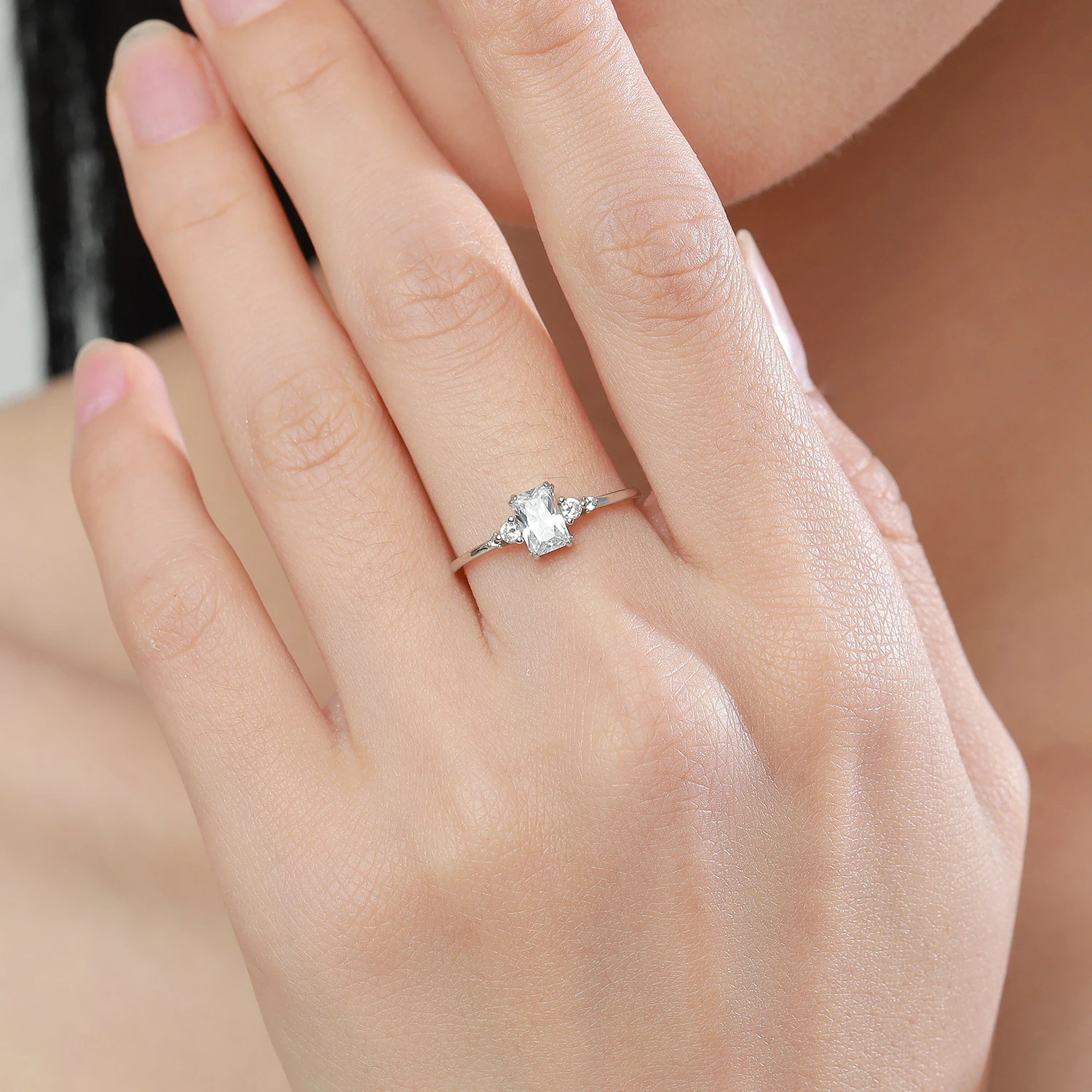 Modian Rectangle Ring Solid 925 Sterling Silver Clear Cubic Zirconia Finger Rings For Women Wedding Fine Jewelry Anel 260324