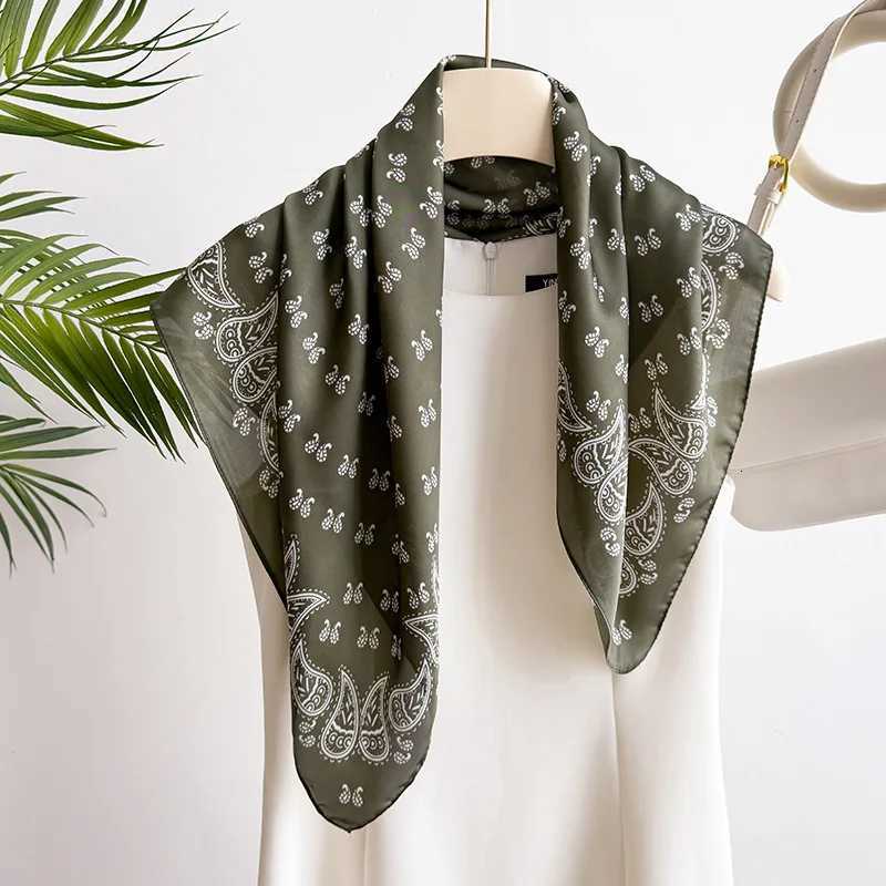 68cm Green Cashew Printed Scarf Womens Spring and Summer Thin Imitation Silk Scarf Fashion Versatile Shawl Headscarf Scarfs Z260330