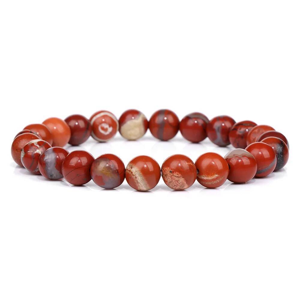 Red Natural Stone 8mm Beaded Bracelets Agates Turquois Tiger Eye Bangle Yoga Meditation Jewelry Gifts For Women Men