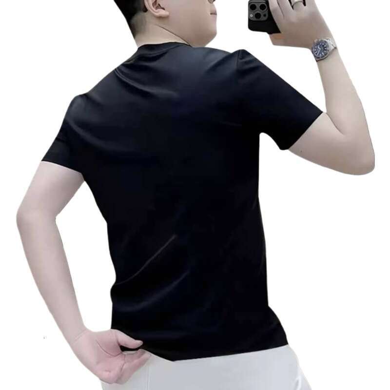 Summer Short-Sleeve Men's Round-Neck Mercerized Cotton Casual T-Shirt, Trendy Brand Half-Sleeve Shirt For Men, Versatile Quality Top