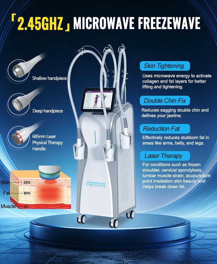 Powerful 3 in 1 Vertical 2.45GHz Microwave Therapy Machine face lifting Anti-Aging Slimming Freeze wave Lifting Weight Loss shaping beauty Machine