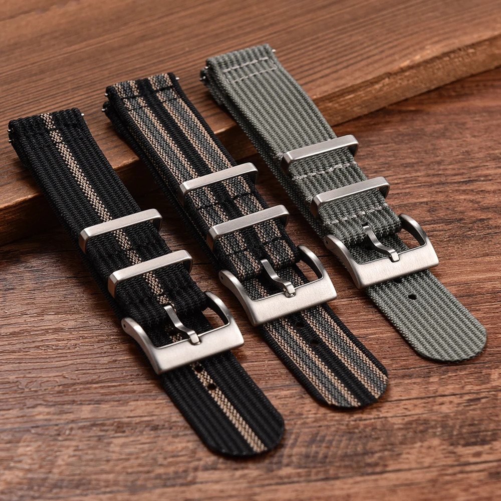 182022mm Ribbed Nylon Watch Band Fabric Qucik Release Strap for Men Women Universal Replace Accessories Military Wristbelt 260318