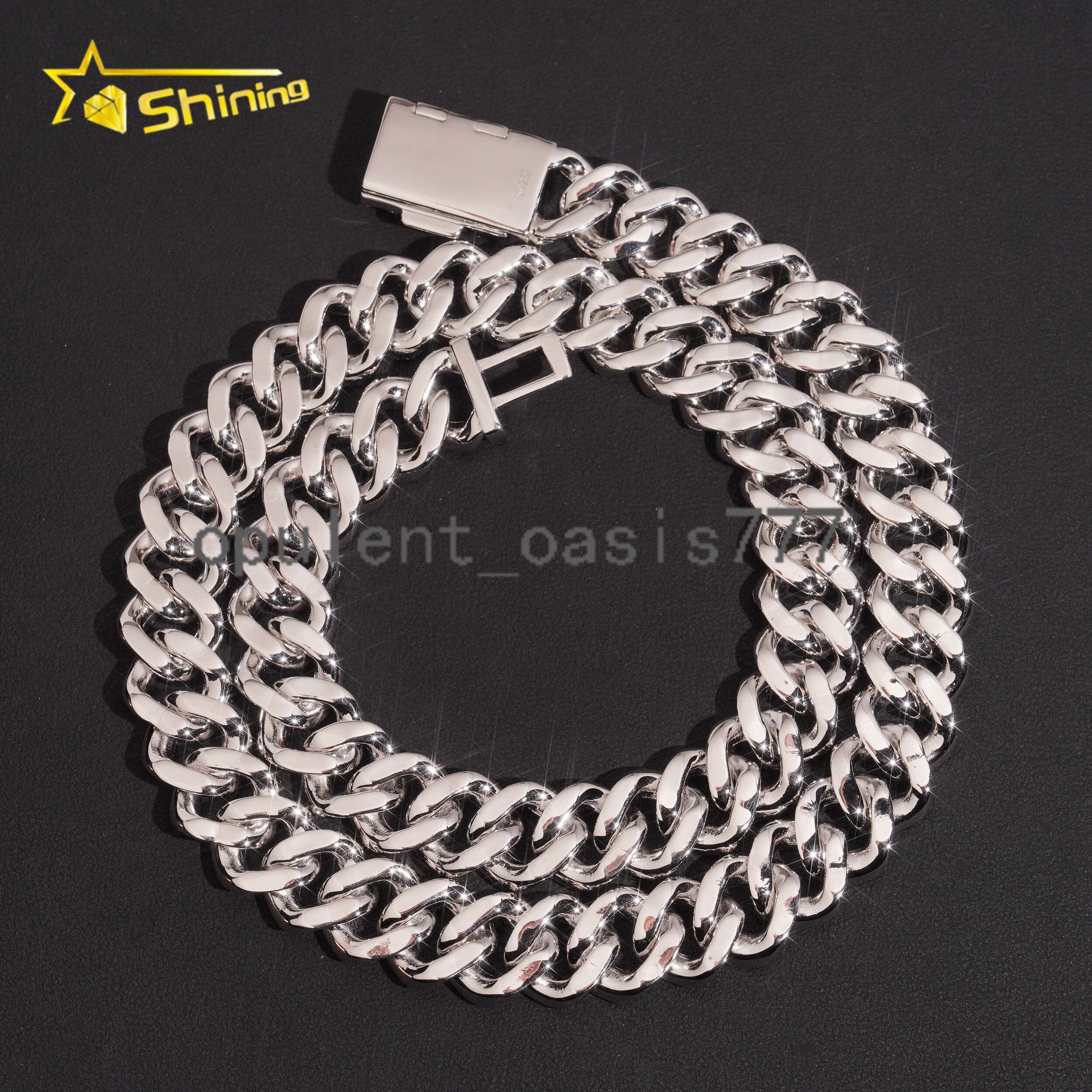 Hip Hop Jewelry 925 Silver Baguette Moissanite Cuban Link Necklace Custom Iced Out Moissanite Chain Cuban for Men