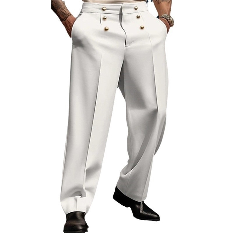 Mens Solid Color Simple Basic Casual Business Daily Trendy Loose Straight Wide Leg Suit Trousers Fashion Male Clothes Pants 260327