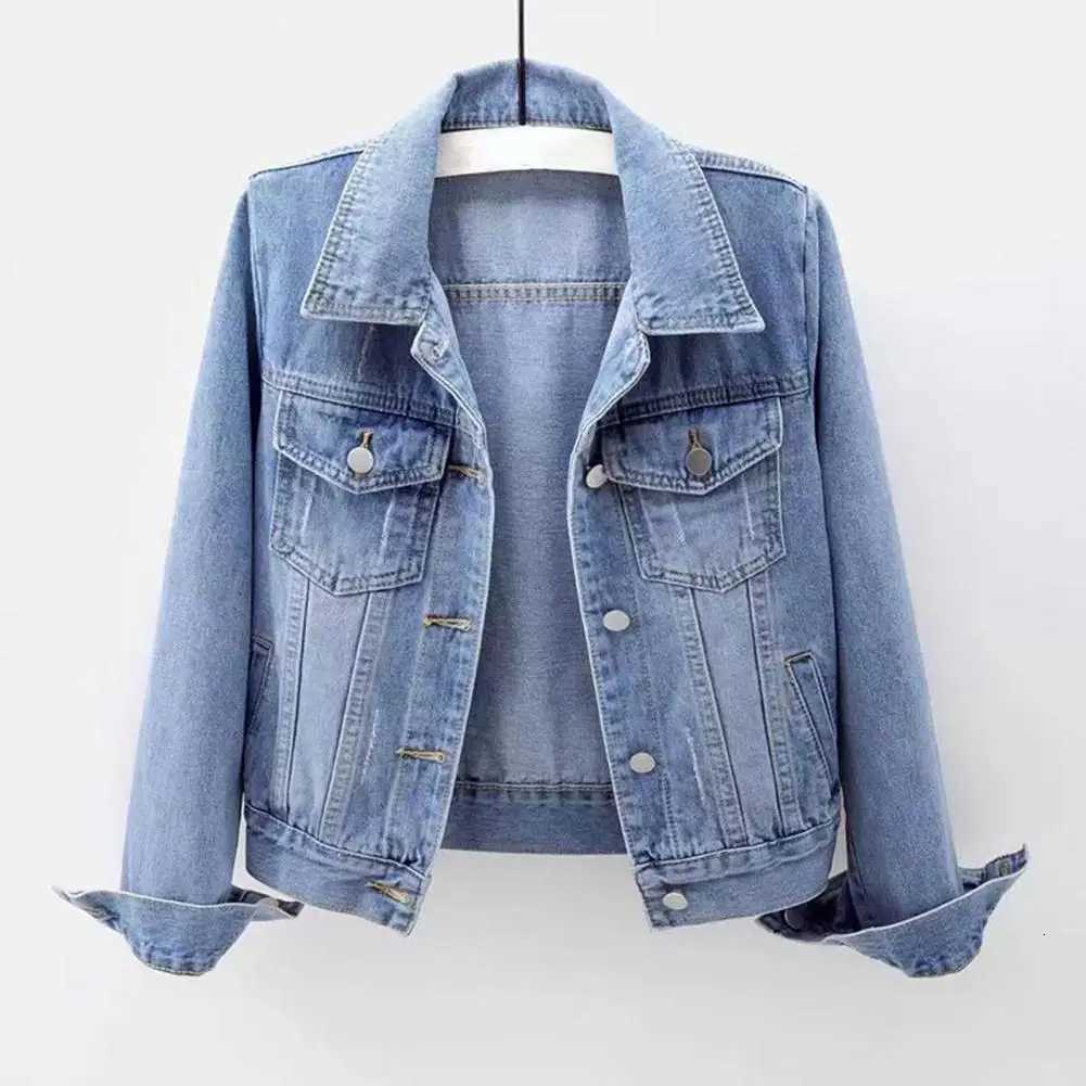 Women Denim Jacket Single-breasted Chest Flap Pocket Jacket Long Sleeve Slim Short Coat Retro Ladies Denim Jackets OuterwearT260328