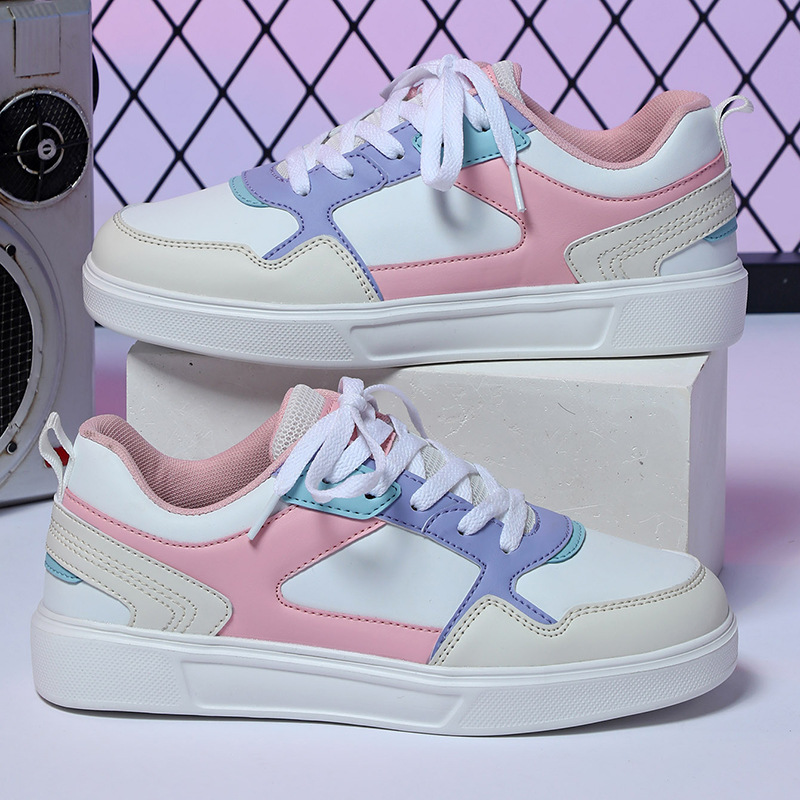 Kids Teen Girls Boy Color Block Platform Sneakers Breathable PU Leather Casual Walking Shoes Fashion School Shoes Students Daily Wear Street Style Men