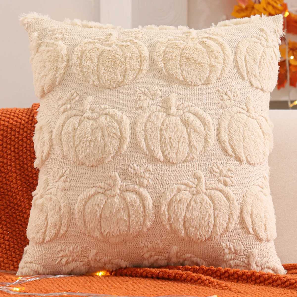 1 PC Halloween Decoration Throw Pillow Cover Pumpkin Ghost Quilting Plush Autumn Thanksgiving Harvest Home Living Room H260330 - view 5