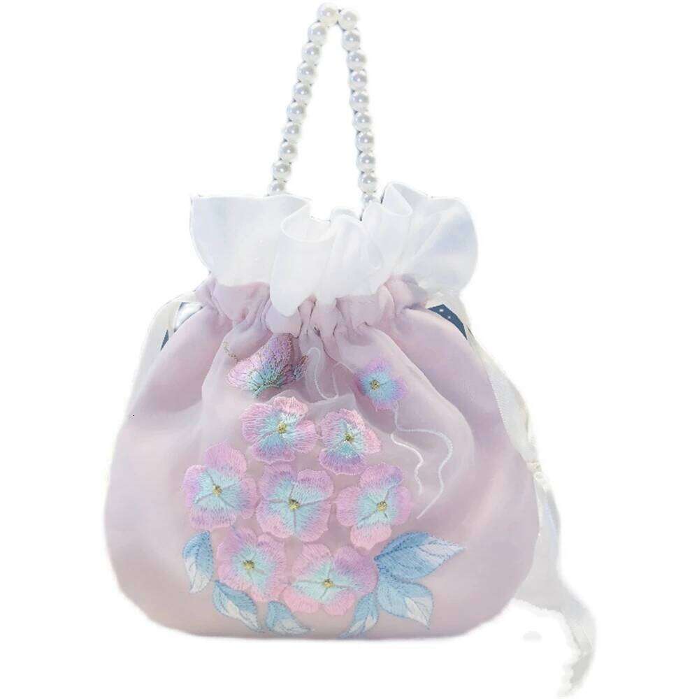 Chinese Embroidery 1Pcs New Hanfu Drawstring Handbag Satchel Embroidery Shoulder Bag Daily Portable Ancient Style Crossbody Women Girl Gift