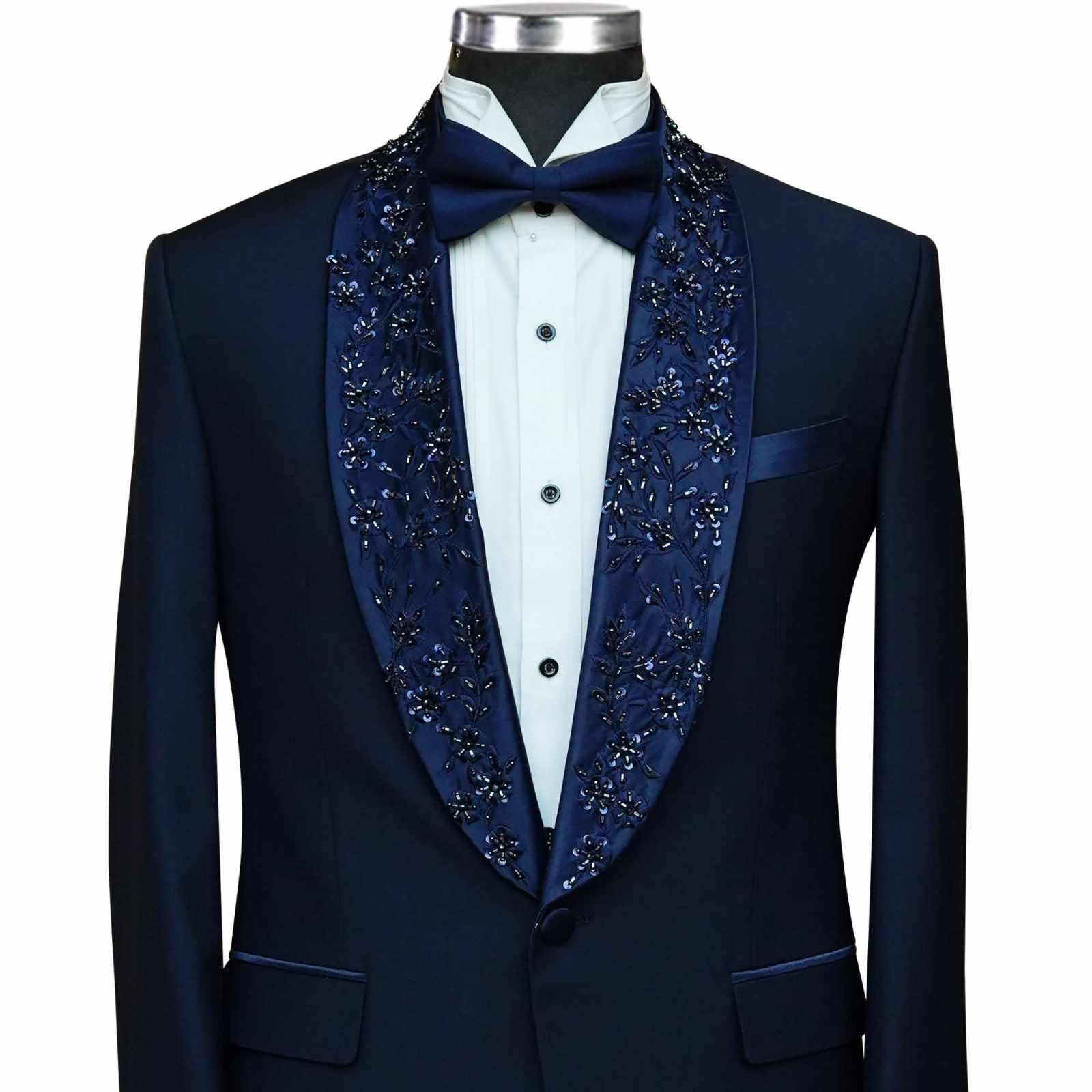 Classic Men Suits Slim Fit 2 Piece Jacket Pants Crystal Shawl Lapel Formal Occasion Party Banquet Customized Ropa Hombre