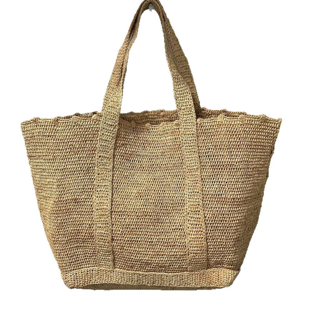 Totebag Shoulder ROSE NOIRE Spring And Summer French Fashion Simple Raffia Woven Tote Large Capacity Handbag Women S Vacation Travel Bag