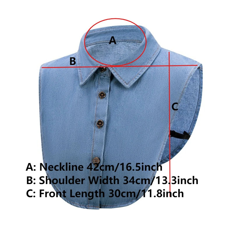 Korean Denim Shirt Fake Collar for Sweater Hoodie Half Shirt Detachable Collar Decorative Womens Neckwear Fuax Cols 260325