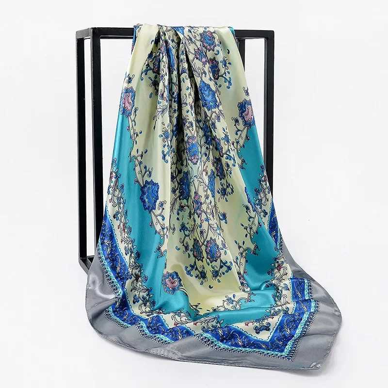 90cm Square Shawls Women Hijab Scarf For Hair Fashion Print Kerchief Neck Scarves Female Silk Satin Bag Scarfs For Ladies Banada Z260330