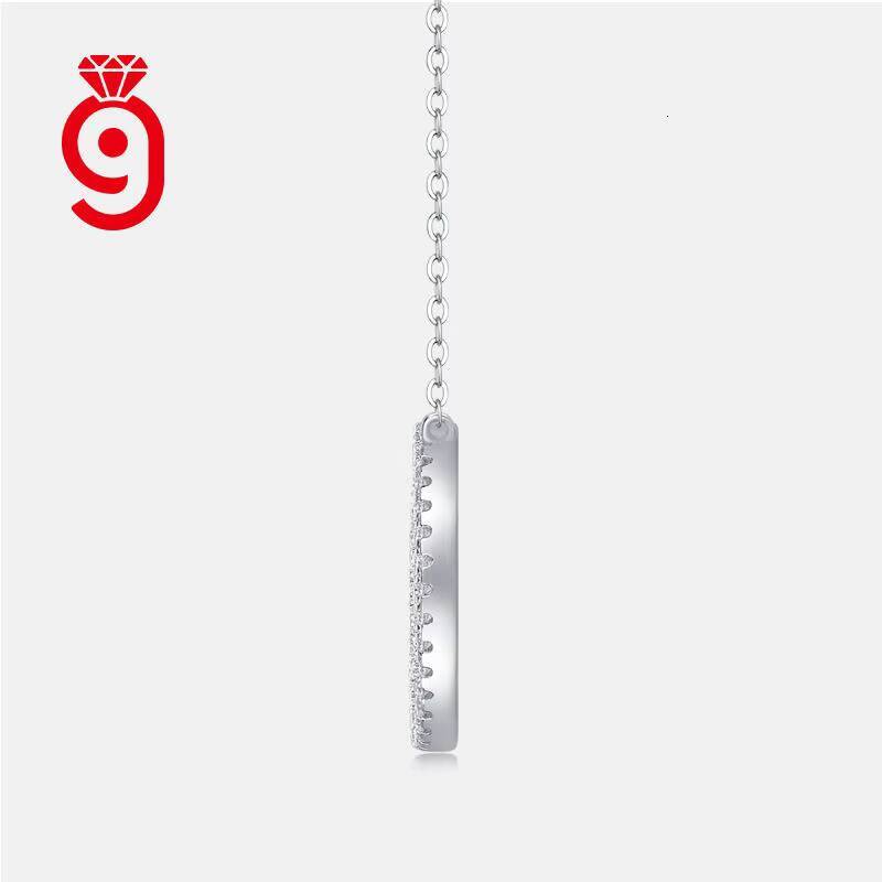 Luxury 925 Sterling Silver Pendant Fine Jewelry Moissanite Choker Trendy Hollow Circle Statement Pendant Women Wedding Necklace