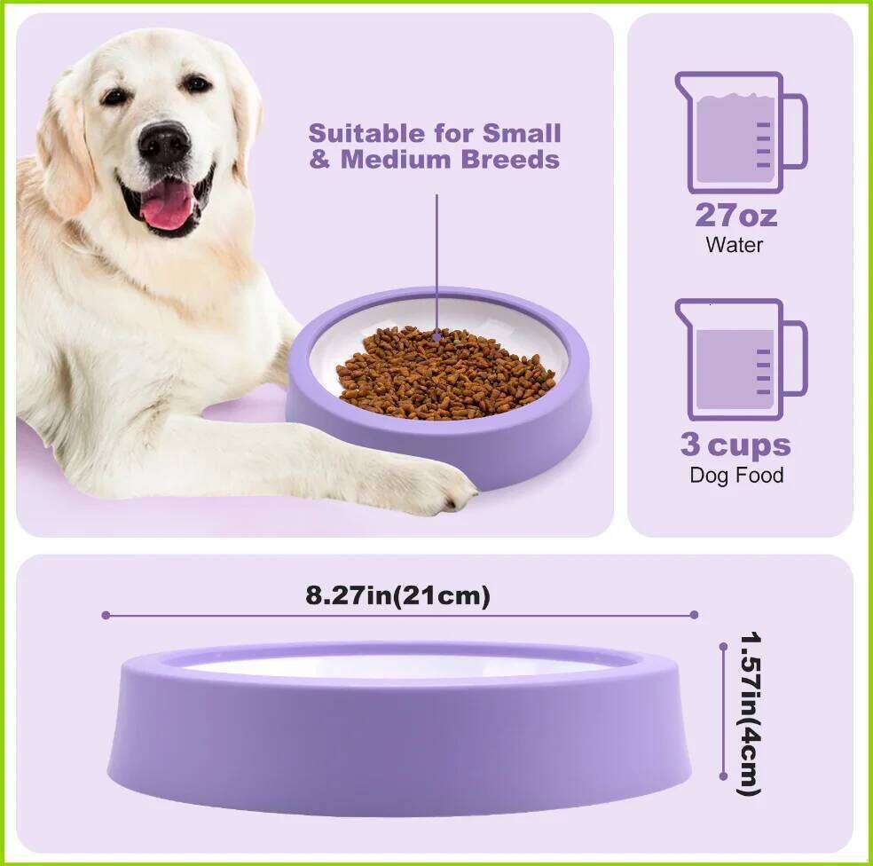 Pet Slow Feeder Fun Non Slip Anti-Gulping Slower Food Feeding Dishes Eco Dog Bowl for Large Medium Small Dogs Puppy 26W0330