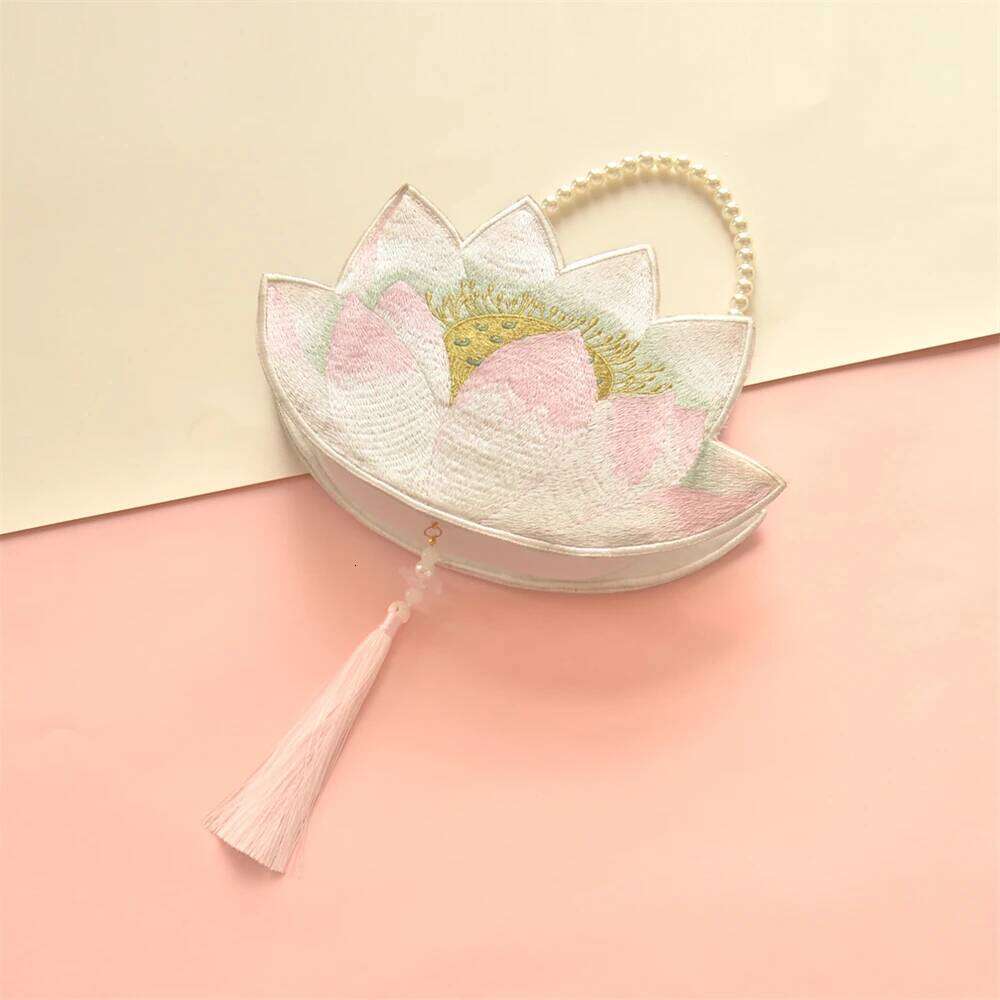 Chinese Embroidery Pcs Hanfu Handbag Ancient Style Embroidery Lotus Shoulder Bag Tassel Satchel Crossbody Purse For Mobile Phone Women Girl Gift