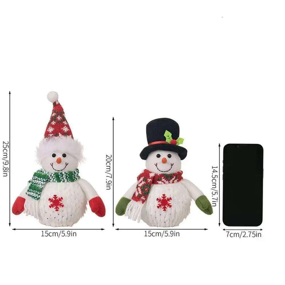 Glowing Xmas Snowflake Lighted Snowman Figurine Decorative Item Snowmen with Top Hat Christmas Gift