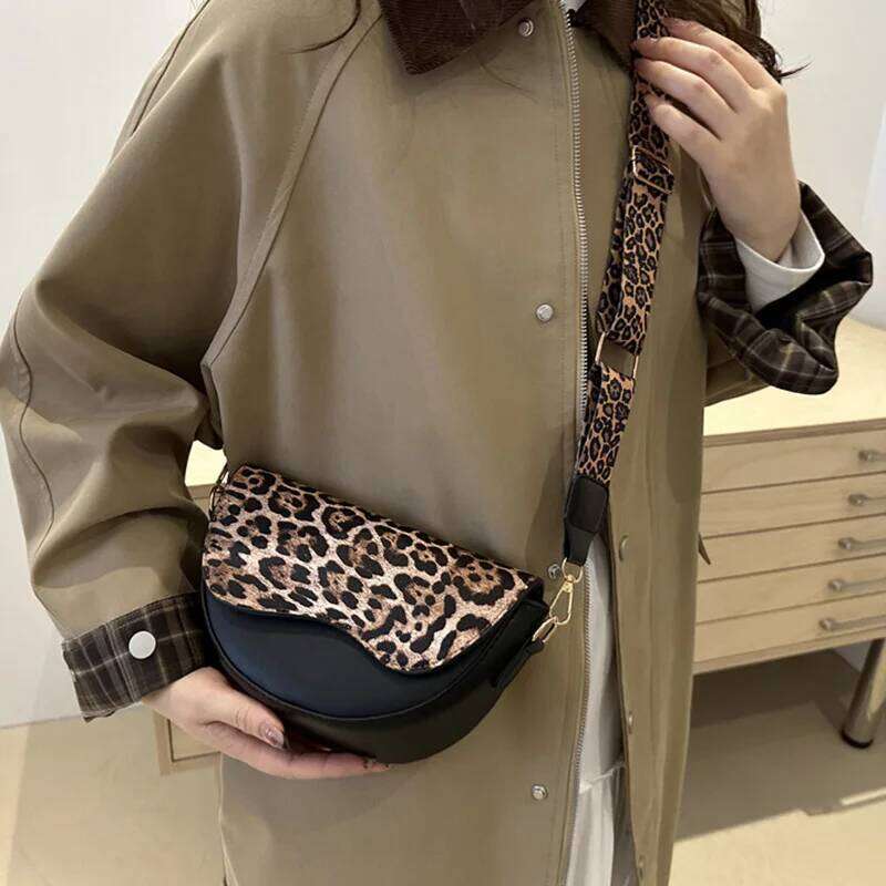 Wide Strap Leopard Print Crossbody Bags Women Fashion Shoulder Bag For Daily Used Versatile Ladies Handbags QIBALIANGPIN