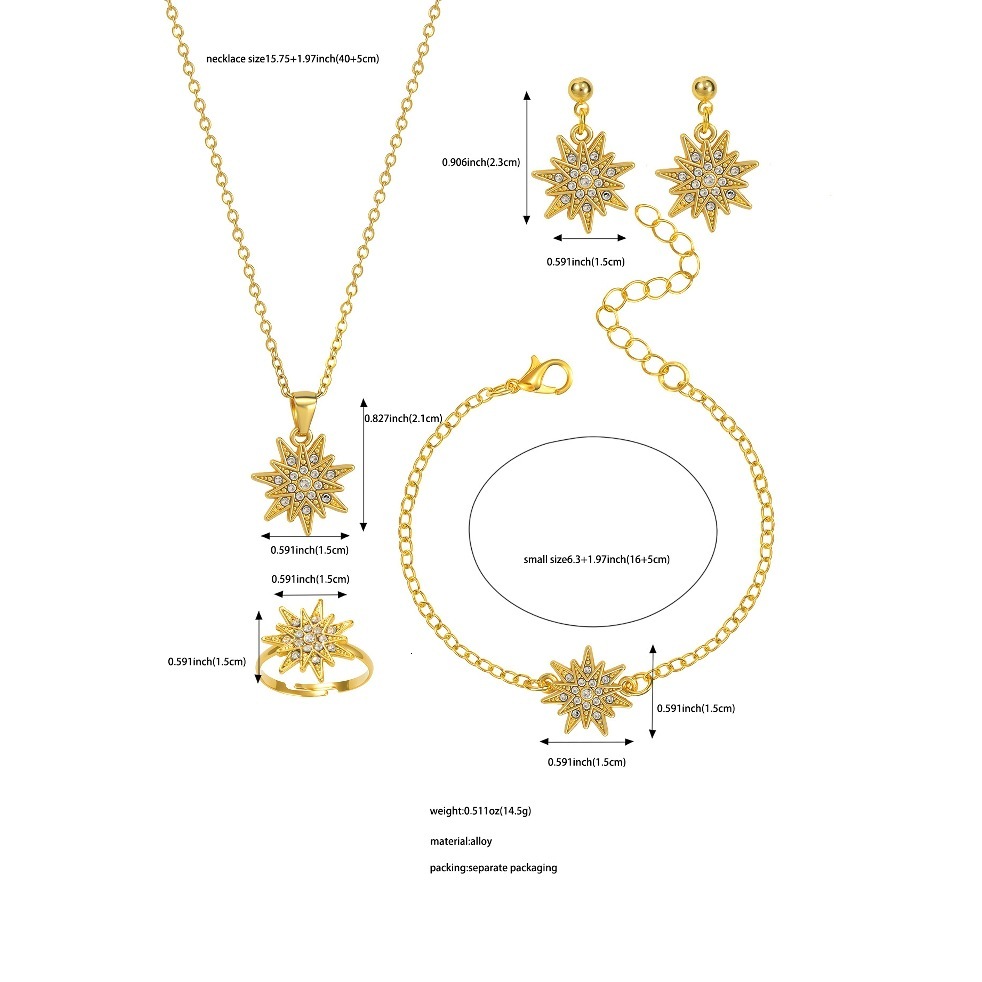 Necklace Jewelry Set Simple Clavicle Chain Women's Necklace With Diamonds Snowflake Bracelet Pendant Ring Stud Earrings Accessories